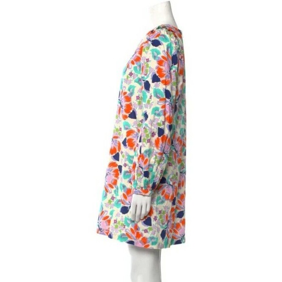 CECILIE COPENHAGEN Mirna Dress Mini Shift Ivory Blue Orange Floral M Medium (B - Picture 3 of 7